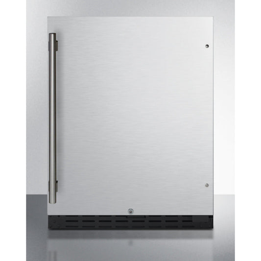 Summit Appliance AL55 Series 24" Stainless Steel/White Finish Built-In All-Refrigerator with Right Vertical Stainless Steel Handle
