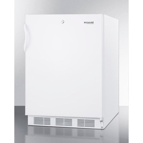 Summit Appliance AL650 Series 24" White Finish Refrigerator-Freezer with Keyed Lock