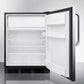Summit Appliance AL652 Series 24" Stainless Steel Black Finish Refrigerator-Freezer with Right Towel Bar Handle