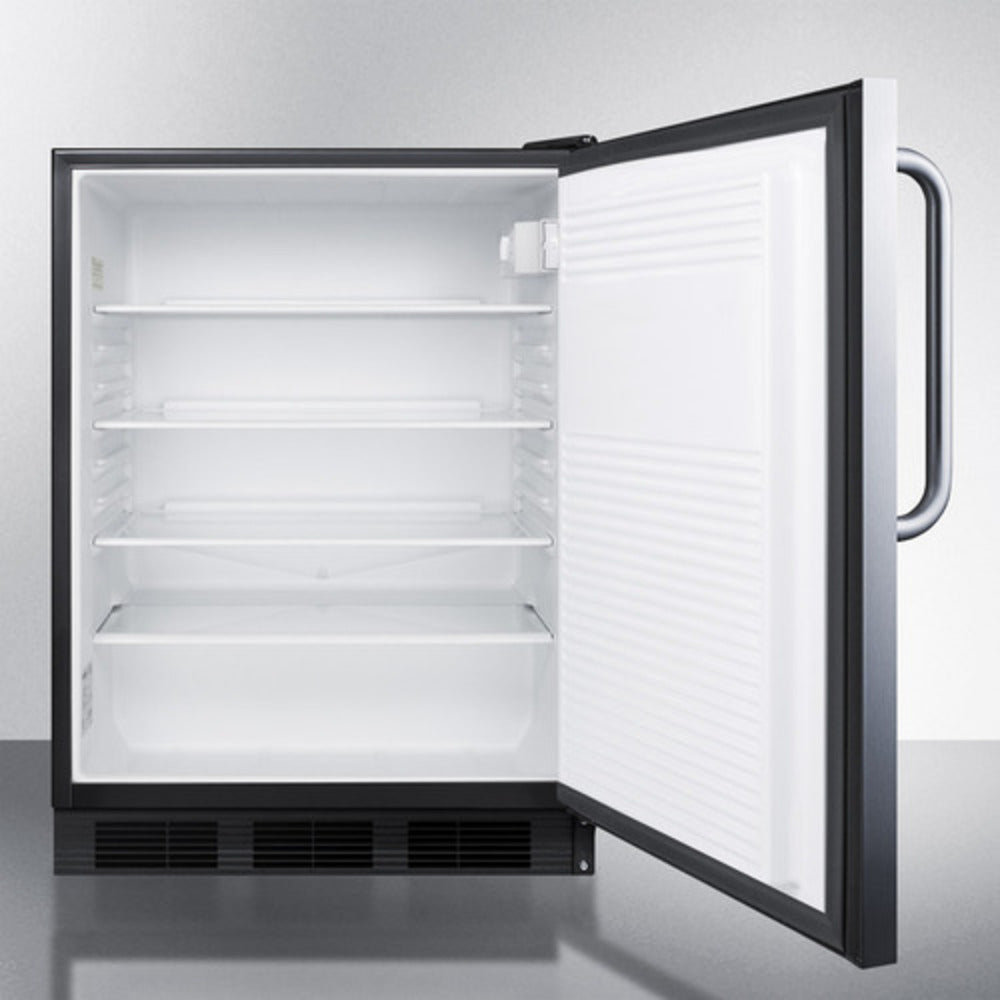 Summit Appliance AL752BI Series 24" Stainless Steel Finish Built-In All-Refrigerator with Right Towel Bar Handle