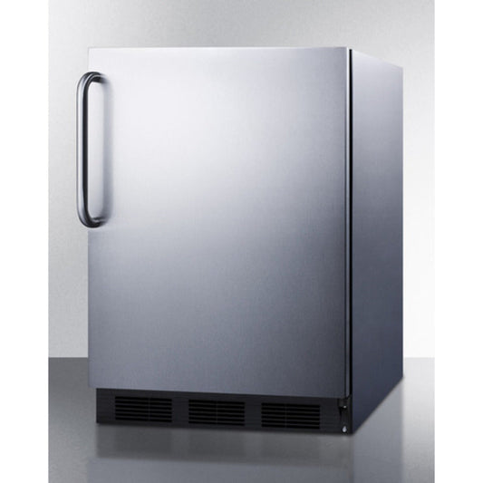 Summit Appliance AL752BI Series 24" Stainless Steel Finish Built-In All-Refrigerator with Right Towel Bar Handle