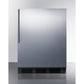 Summit Appliance AL752BI Series 24" Stainless Steel/Black Finish All-Refrigerator with Right Stainless Steel Handle