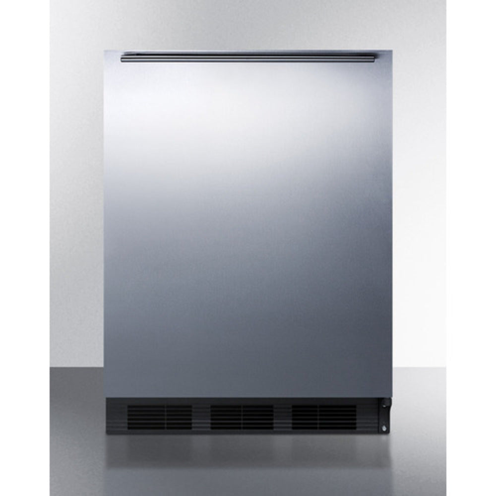 Summit Appliance AL752BI Series 24" Stainless Steel/Black Finish All-Refrigerator with Stainless Steel Top Handle