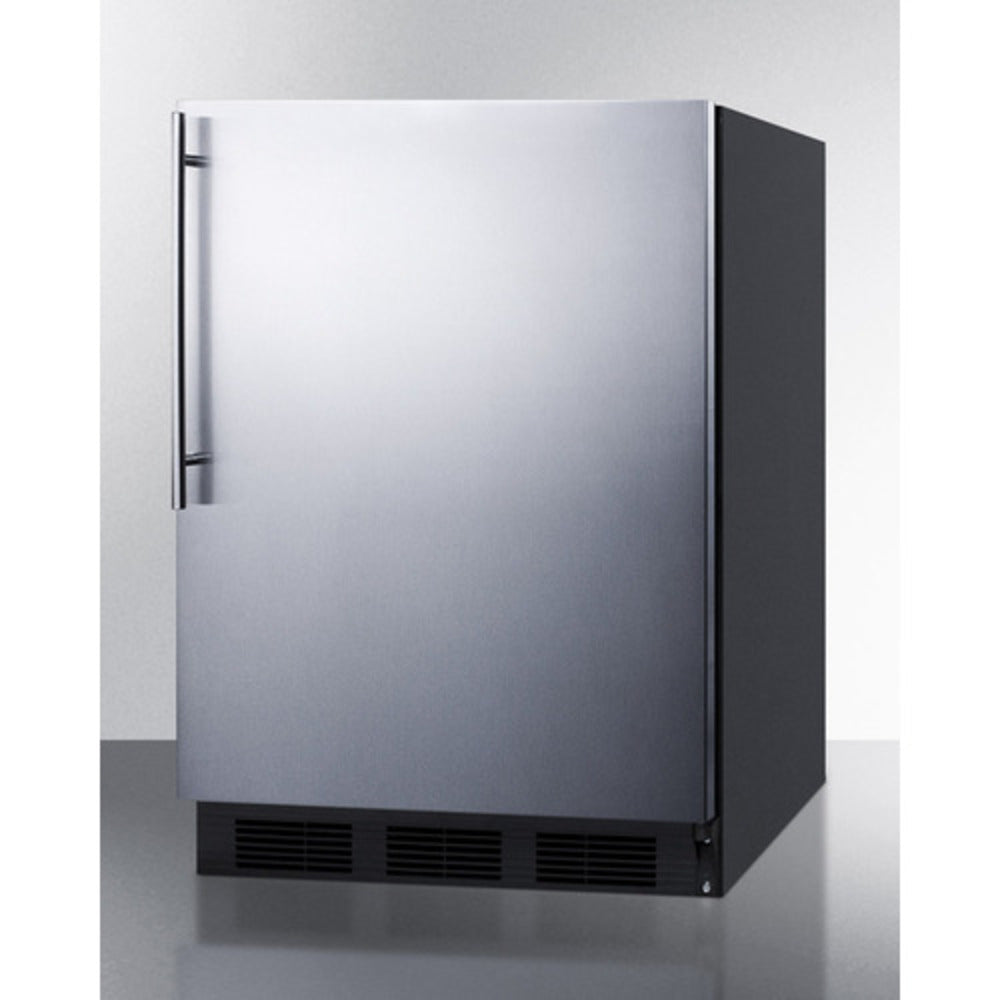 Summit Appliance AL752BI Series 24" Stainless Steel/Black Finish Built-In All-Refrigerator with Right Stainless Steel Handle