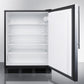 Summit Appliance AL752BI Series 24" Stainless Steel/Black Finish Built-In All-Refrigerator with Right Stainless Steel Handle