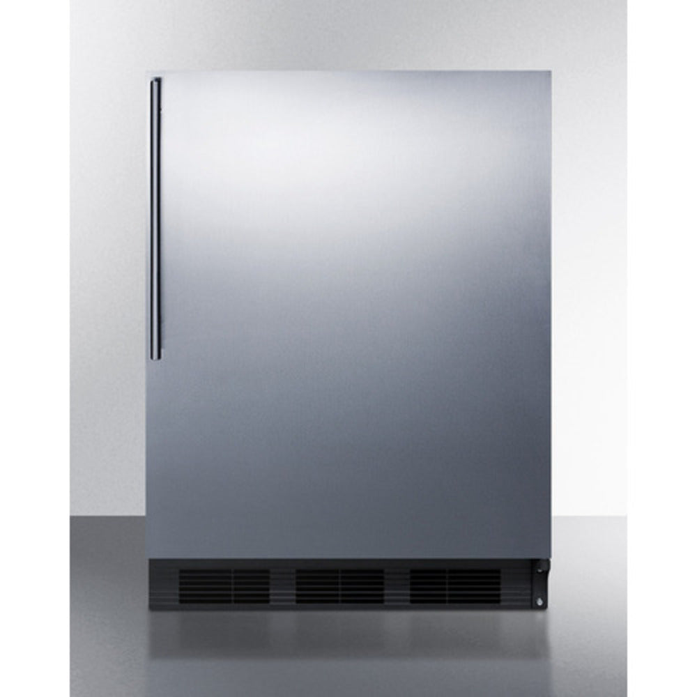 Summit Appliance AL752BI Series 24" Stainless Steel/Black Finish Built-In All-Refrigerator with Right Stainless Steel Handle