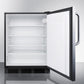 Summit Appliance AL752BI Series 24" Stainless Steel/Black Finish Built-In All-Refrigerator with Right Towel Bar Handle
