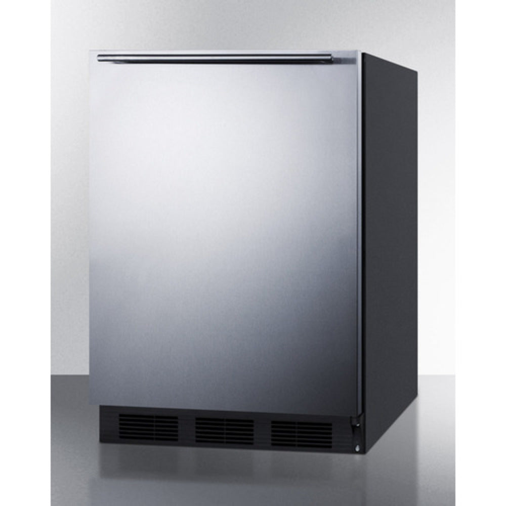 Summit Appliance AL752BI Series 24" Stainless Steel/Black Finish Built-In All-Refrigerator with Stainless Steel Top Handle