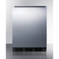 Summit Appliance AL752BI Series 24" Stainless Steel/Black Finish Built-In All-Refrigerator with Stainless Steel Top Handle