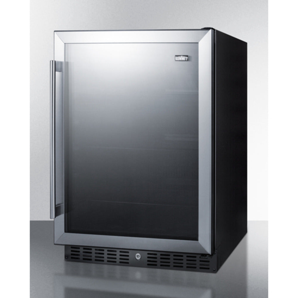 Summit Appliance AL75G Series 24" Black Finish Built-In Commercial Beverage Center with Glass Door
