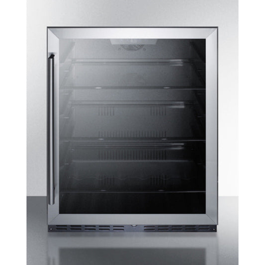 Summit Appliance AL75G Series 24" Black Finish Built-In Commercial Beverage Center with Glass Door