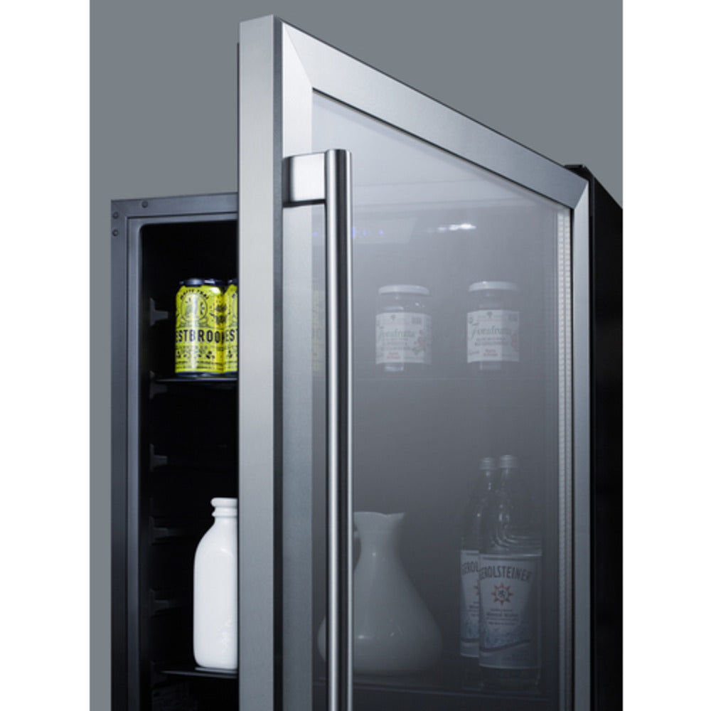 Summit Appliance AL75G Series 24" Stainless Steel Finish Built-In Commercial Beverage Center with Glass Door