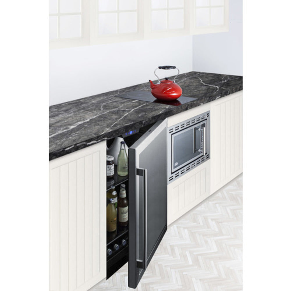Summit Appliance AL75G Series 24" Stainless Steel Finish Built-In Commercial Beverage Center with Glass Door