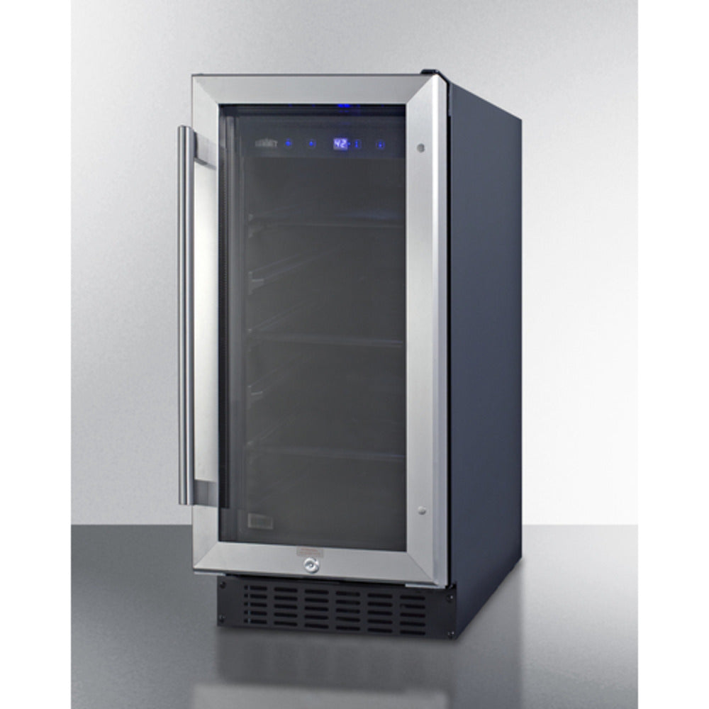 Summit Appliance ALBV15 Series 15" Stainless Steel/Black Finish Built-In Beverage Center