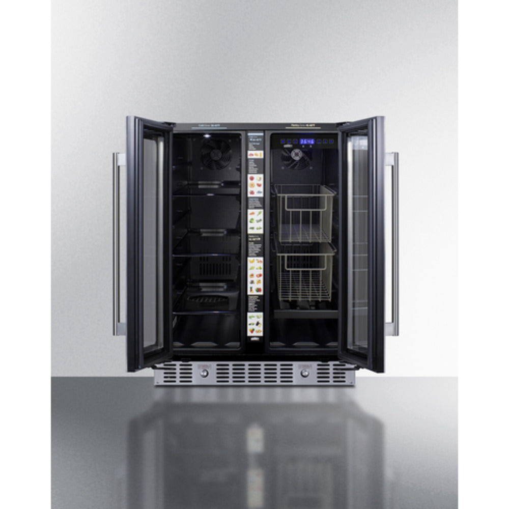 Summit Appliance ALFD24 Series 24" Stainless Steel Finish Built-In Dual-Zone Produce Refrigerator