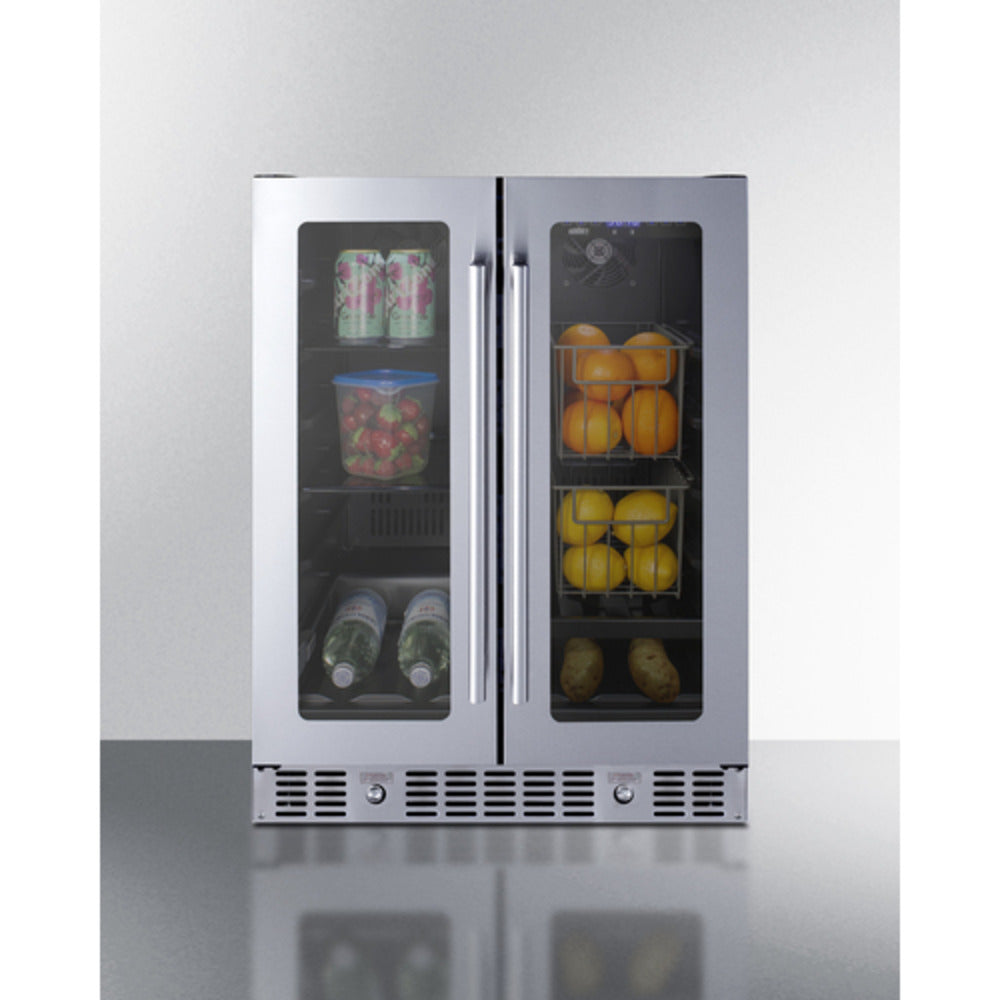 Summit Appliance ALFD24 Series 24" Stainless Steel Finish Built-In Dual-Zone Produce Refrigerator