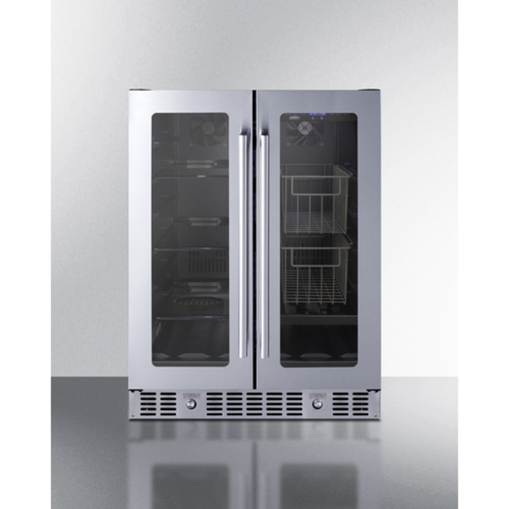 Summit Appliance ALFD24 Series 24" Stainless Steel Finish Built-In Dual-Zone Produce Refrigerator
