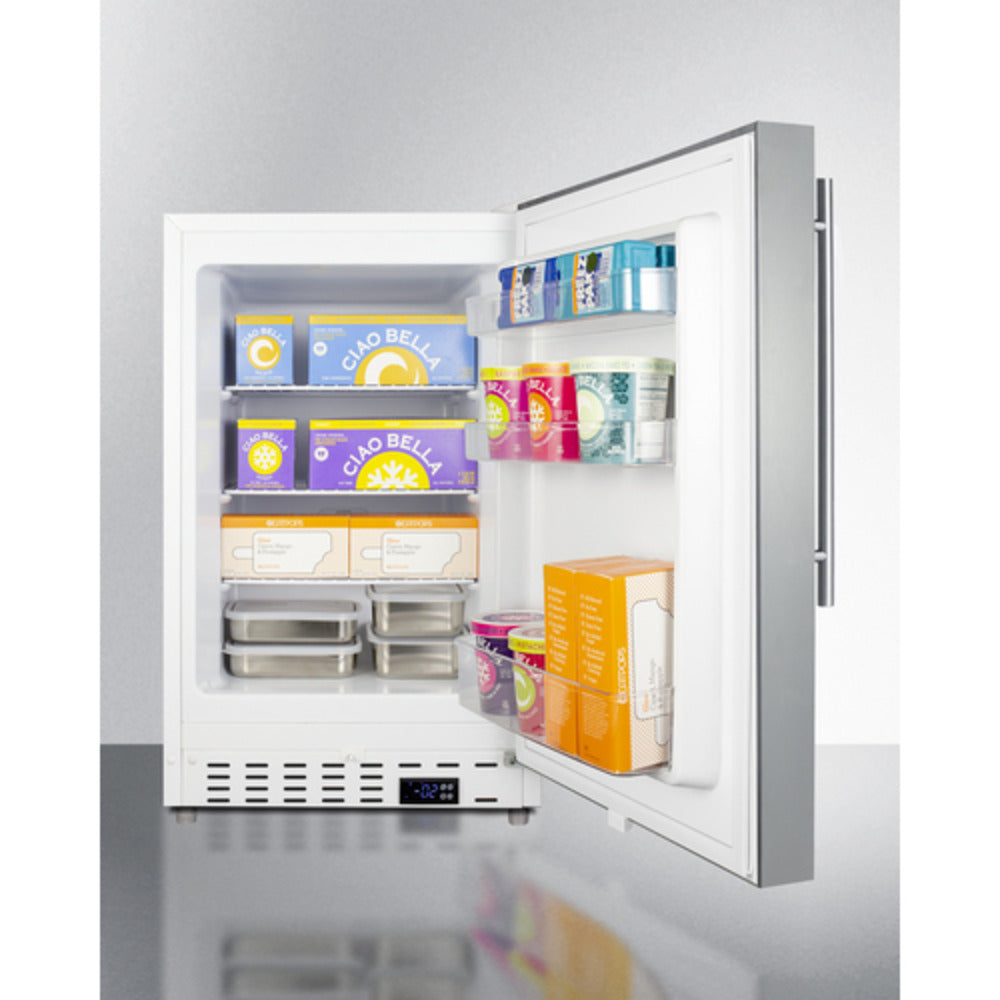 Summit Appliance ALFZ36 Series 21" Stainless Steel Built-In All-Freezer with Stainless Steel Handle