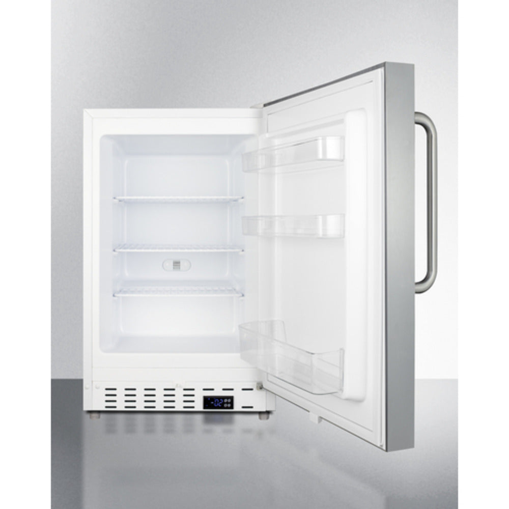 Summit Appliance ALFZ36 Series 21" Stainless Steel Finish Built-In All-Freezer with Towel Bar Handle