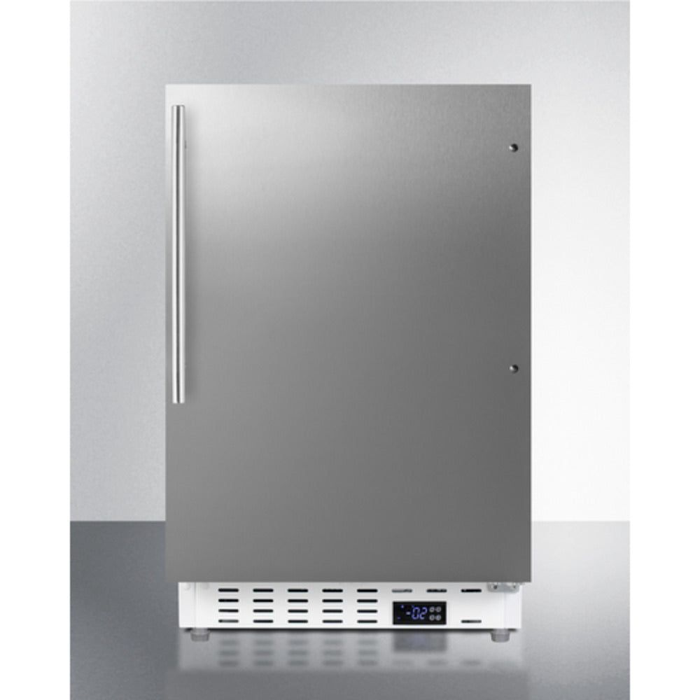 Summit Appliance ALFZ36 Series 21" Stainless Steel/White Finish Built-In All-Freezer with Brushed Stainless Steel Handle