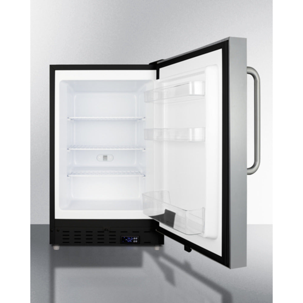 Summit Appliance ALFZ37 Series 21" Stainless Steel Finish Built-In All-Freezer with Towel Bar Handle