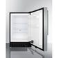 Summit Appliance ALFZ37 Series 21" Stainless Steel/Black Finish Built-In All-Freezer with Brushed Stainless Steel Handle