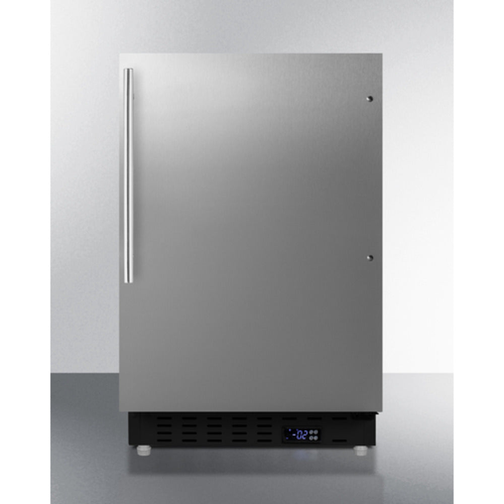 Summit Appliance ALFZ37 Series 21" Stainless Steel/Black Finish Built-In All-Freezer with Brushed Stainless Steel Handle