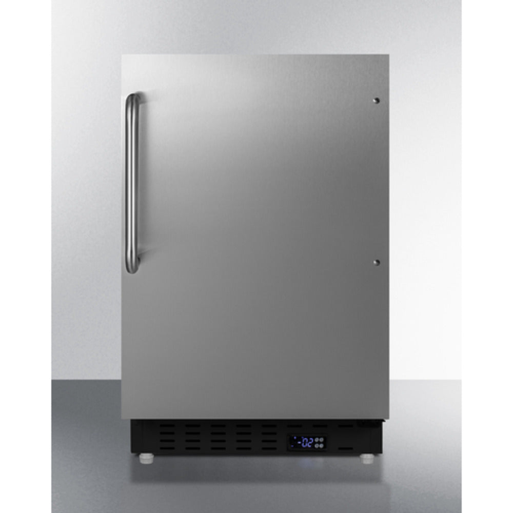 Summit Appliance ALFZ37 Series 21" Stainless Steel/Black Finish Built-In All-Freezer with Towel Bar Handle