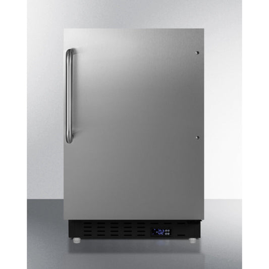 Summit Appliance ALFZ37 Series 21" Stainless Steel/Black Finish Built-In All-Freezer with Towel Bar Handle