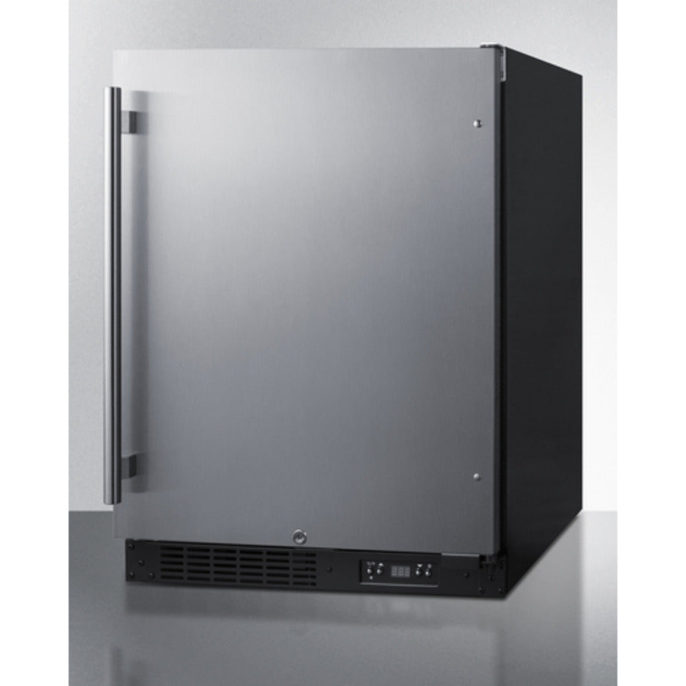 Summit Appliance ALFZ51 Series 24" Stainless Steel/Black Finish Built-In All-Freezer with Stainless Steel Handle