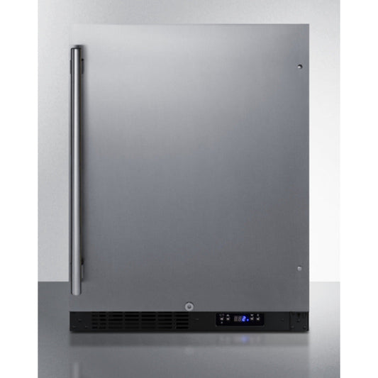 Summit Appliance ALFZ51 Series 24" Stainless Steel/Black Finish Built-In All-Freezer with Stainless Steel Handle