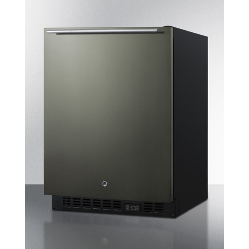 Summit Appliance ALFZ53 Series 24" Black Stainless Steel Finish Built-In All-Freezer with Brushed Stainless Steel Handle