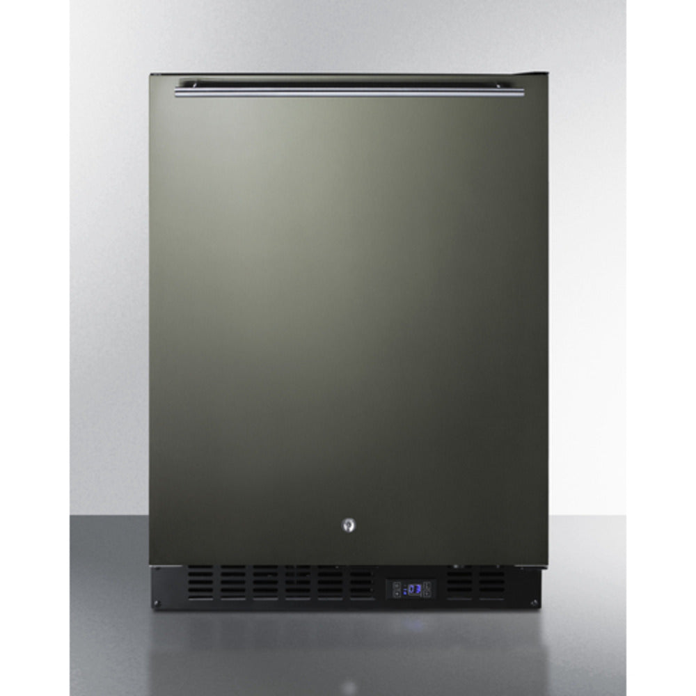 Summit Appliance ALFZ53 Series 24" Black Stainless Steel Finish Built-In All-Freezer with Brushed Stainless Steel Handle