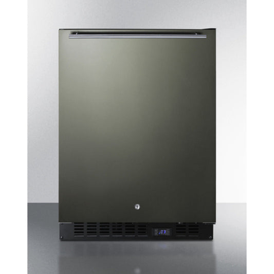Summit Appliance ALFZ53 Series 24" Black Stainless Steel Finish Built-In All-Freezer with Brushed Stainless Steel Handle