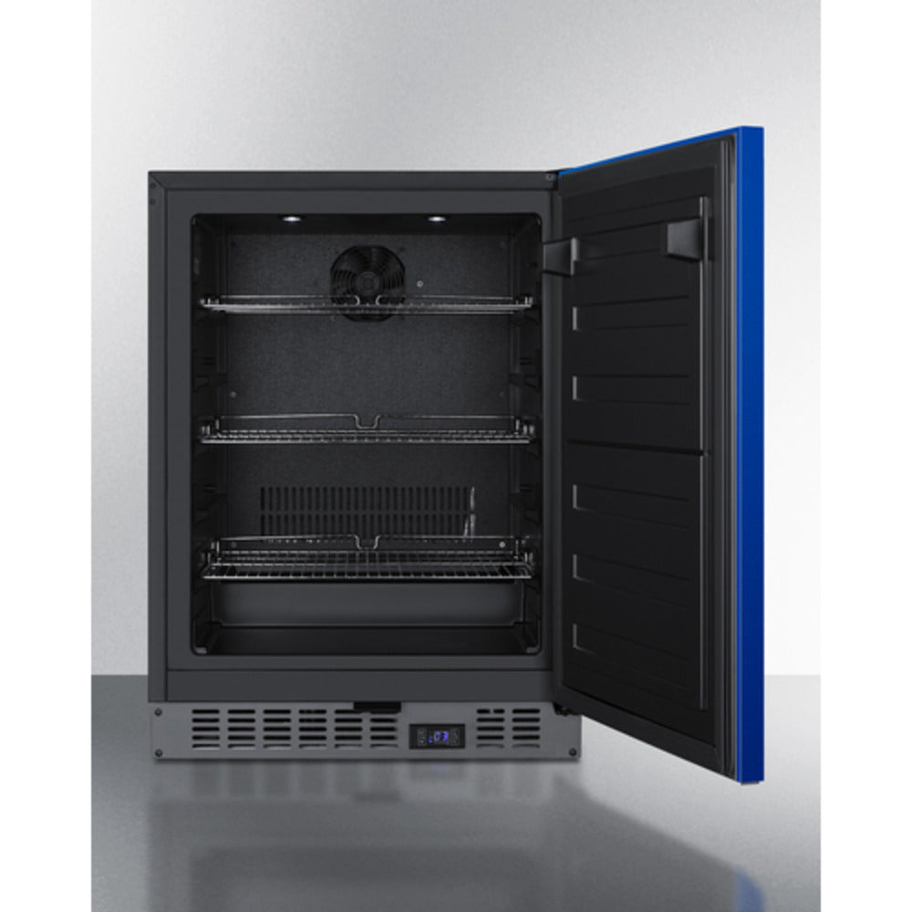Summit Appliance ALFZ53 Series 24" Blue/Black Finish Built-In All-Freezer with Brushed Stainless Steel Handle
