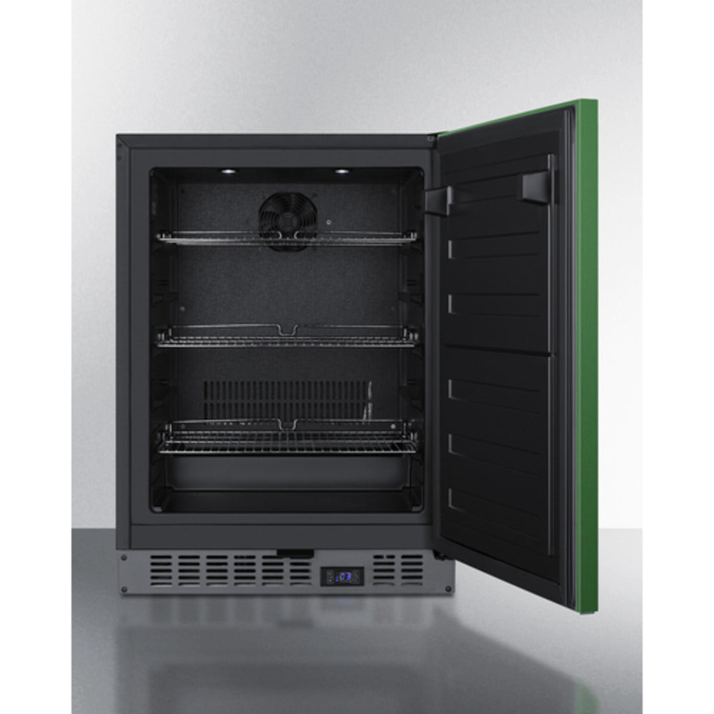 Summit Appliance ALFZ53 Series 24" Green/Black Finish Built-In All-Freezer with Brushed Stainless Steel Handle