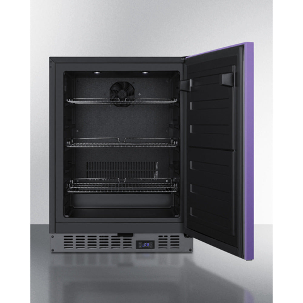 Summit Appliance ALFZ53 Series 24" Purple/Black Finish Built-In All-Freezer with Brushed Stainless Steel Handle