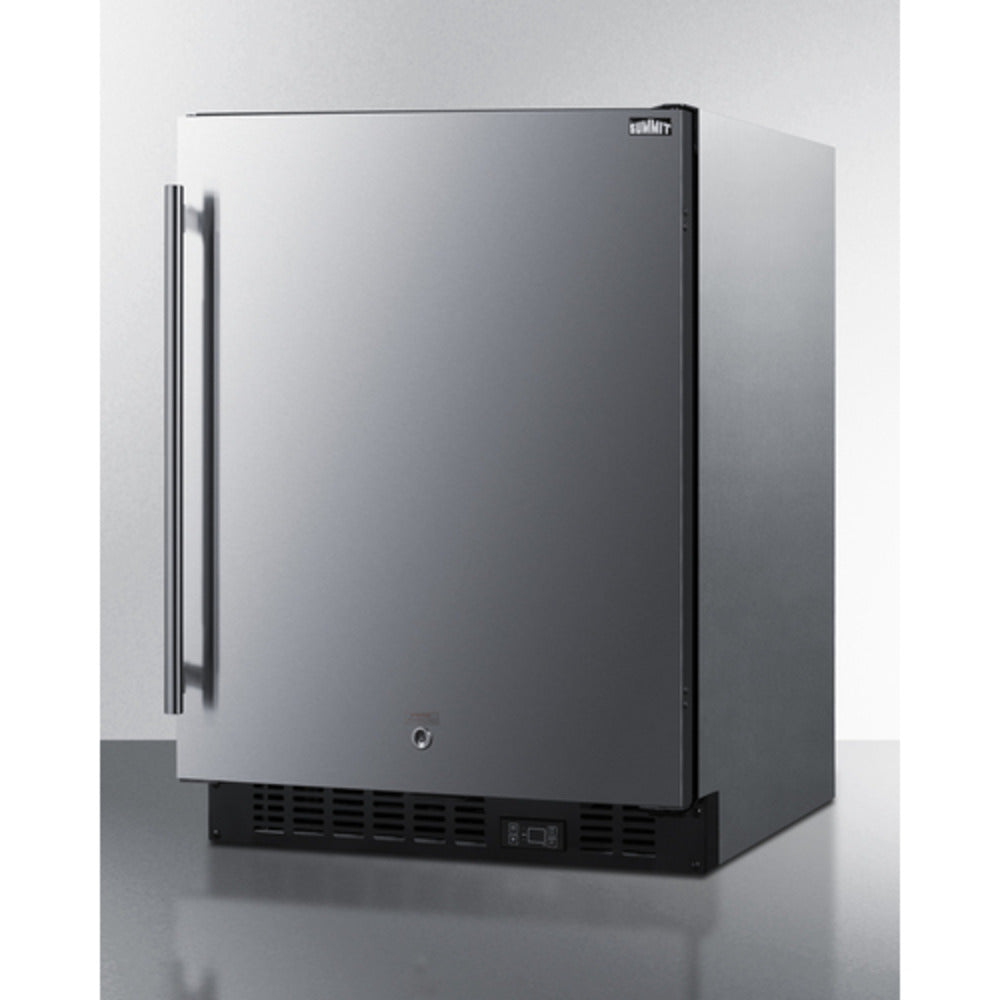 Summit Appliance ALFZ53 Series 24" Stainless Steel Finish Built-In All-Freezer with Chrome Handle
