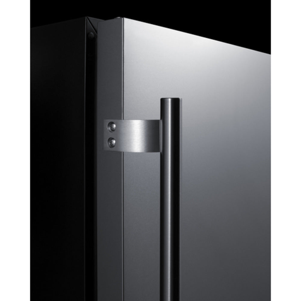 Summit Appliance ALFZ53 Series 24" Stainless Steel/Black Finish Built-In All-Freezer with Chrome Handle