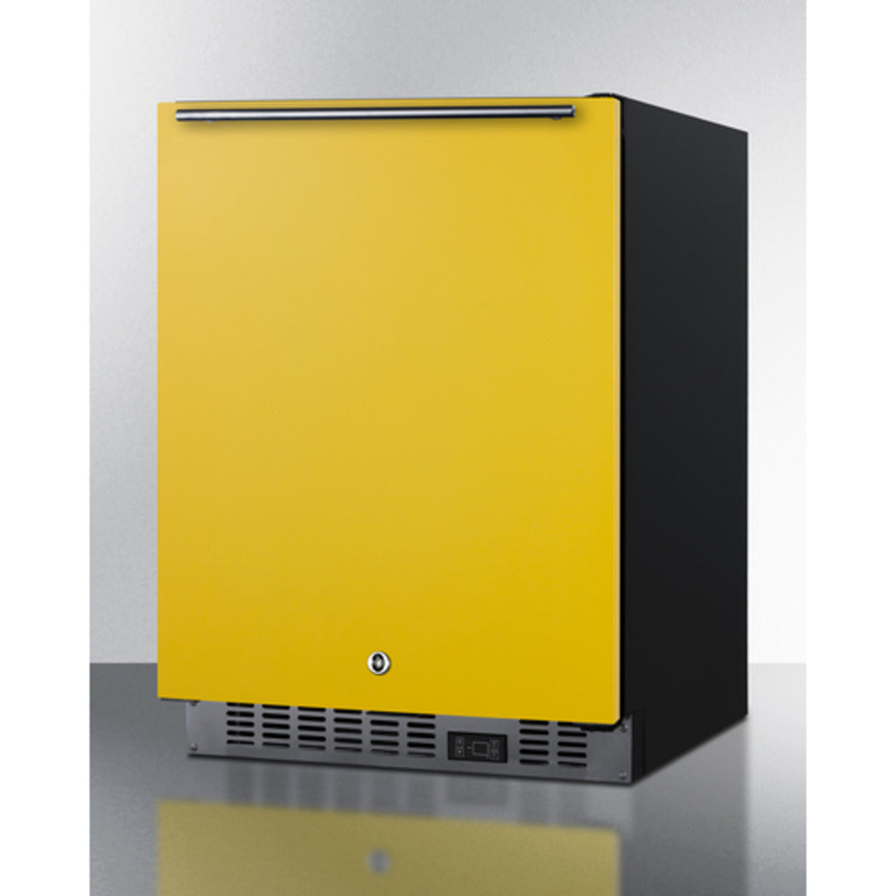 Summit Appliance ALFZ53 Series 24" Yellow/Black Finish Built-In All-Freezer with Brushed Stainless Steel Handle