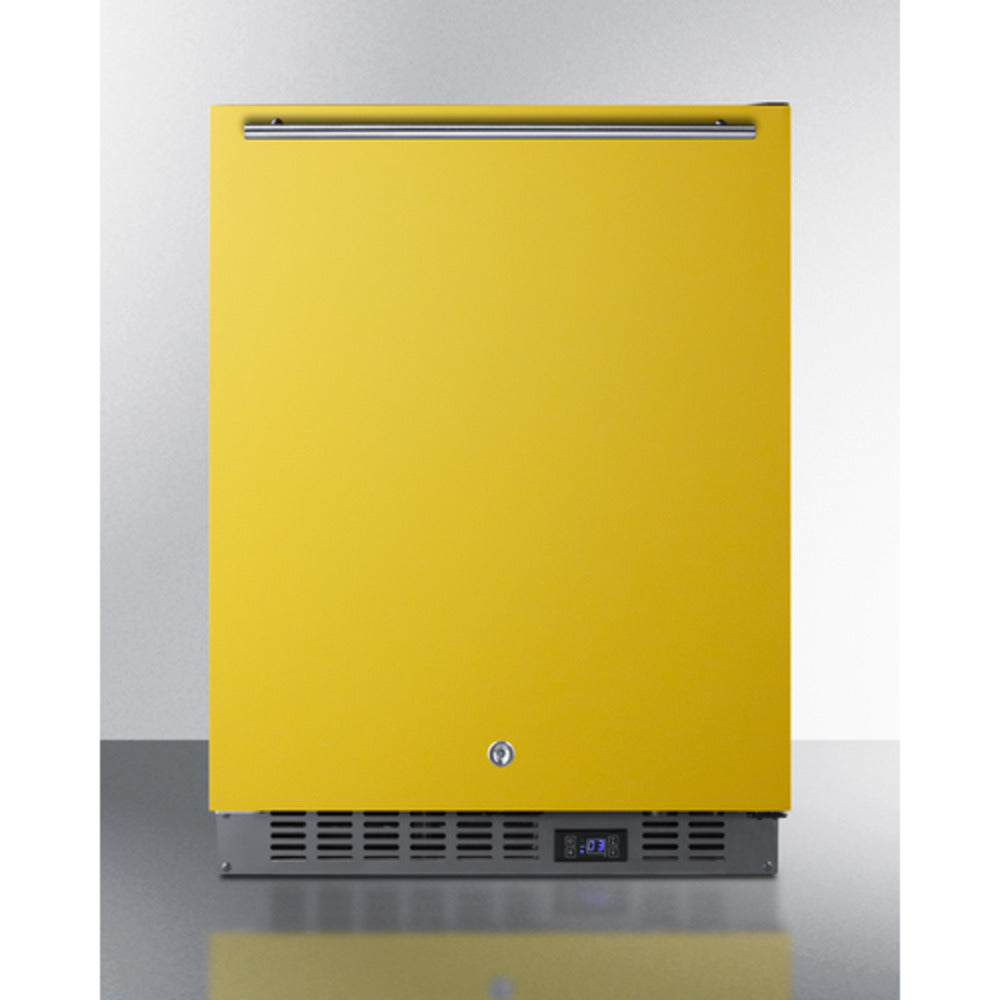 Summit Appliance ALFZ53 Series 24" Yellow/Black Finish Built-In All-Freezer with Brushed Stainless Steel Handle