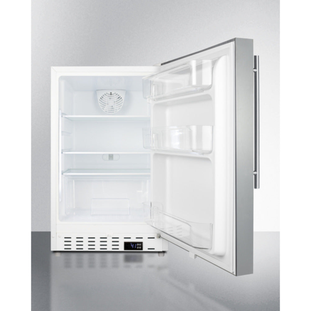 Summit Appliance ALR46 Series 21" Stainless Steel Finish Built-In All-Refrigerator with Brushed Stainless Steel Handle