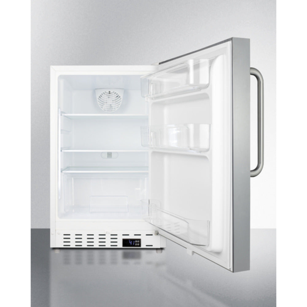 Summit Appliance ALR46 Series 21" Stainless Steel Finish Built-In All-Refrigerator with Towel Bar Handle