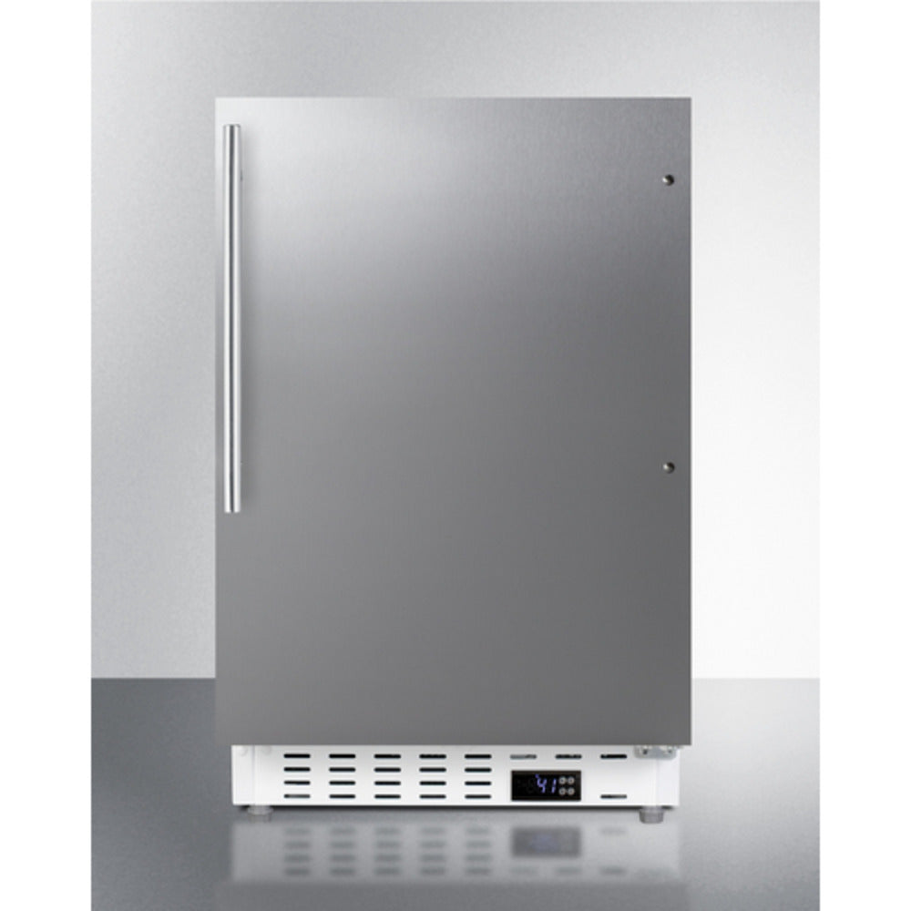 Summit Appliance ALR46 Series 21" Stainless Steel/White Finish Built-In All-Refrigerator with Brushed Stainless Steel Handle