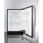 Summit Appliance ALR47 Series 21" Stainless Steel/Black Finish Built-In All-Refrigerator with Brushed Stainless Steel Handle