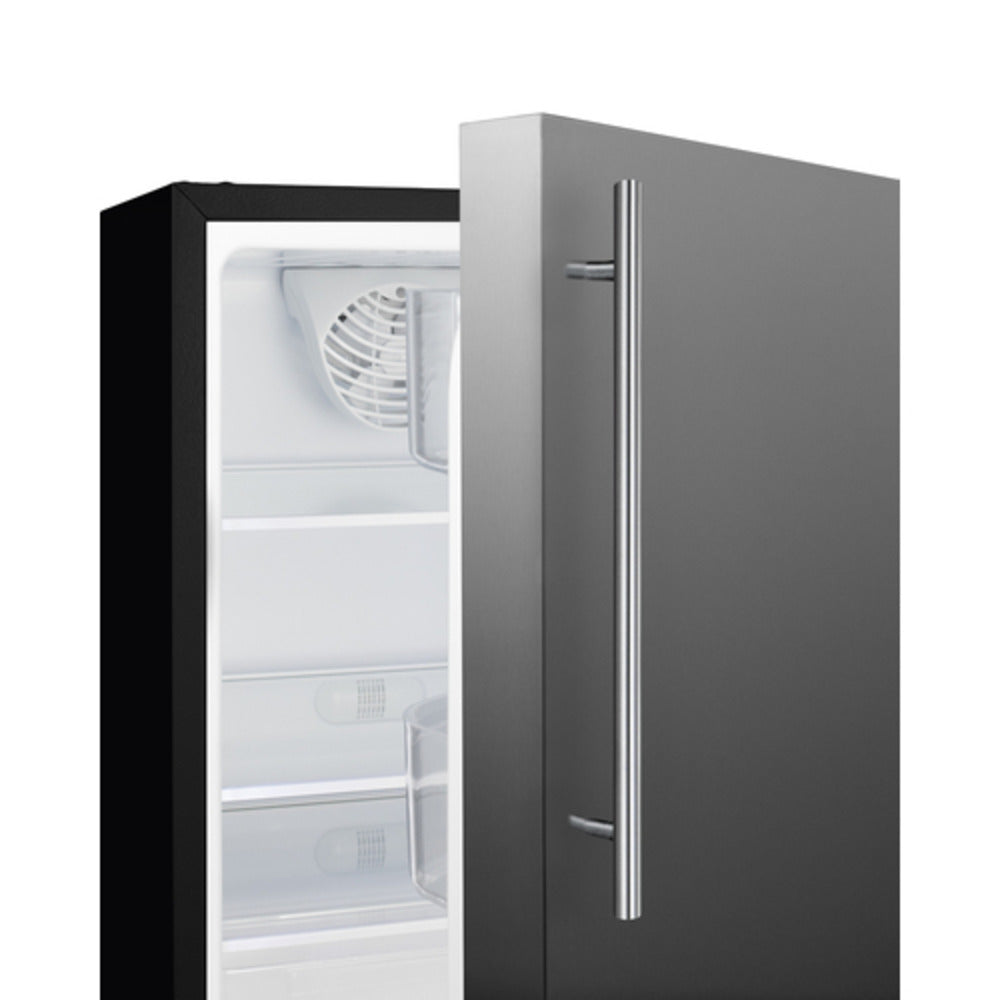 Summit Appliance ALR47 Series 21" Stainless Steel/Black Finish Built-In All-Refrigerator with Brushed Stainless Steel Handle