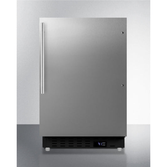 Summit Appliance ALR47 Series 21" Stainless Steel/Black Finish Built-In All-Refrigerator with Brushed Stainless Steel Handle
