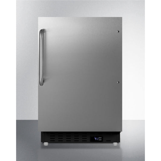 Summit Appliance ALR47 Series 21" Stainless Steel/Black Finish Built-In All-Refrigerator with Towel Bar Handle