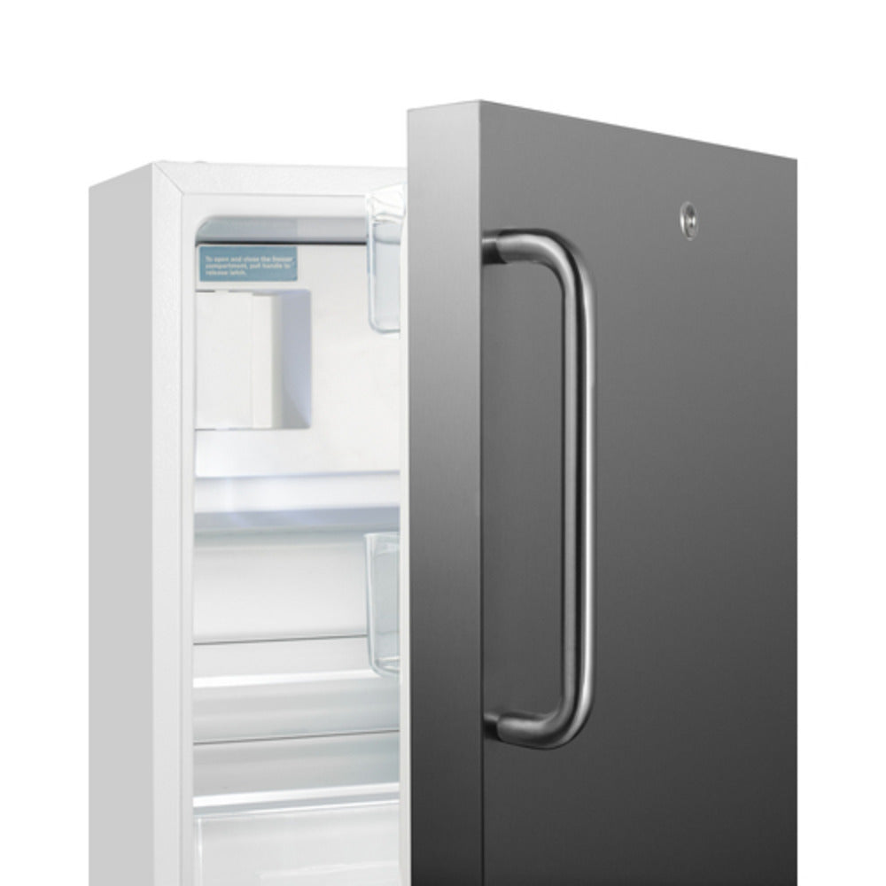 Summit Appliance ALRF48 Series 21" Stainless Steel/White Finish Built-In Refrigerator-Freezer with Towel Bar Handle