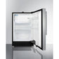 Summit Appliance ALRF49 Series 21" Stainless Steel Finish Built-In Refrigerator-Freezer with Brushed Stainless Steel Handle